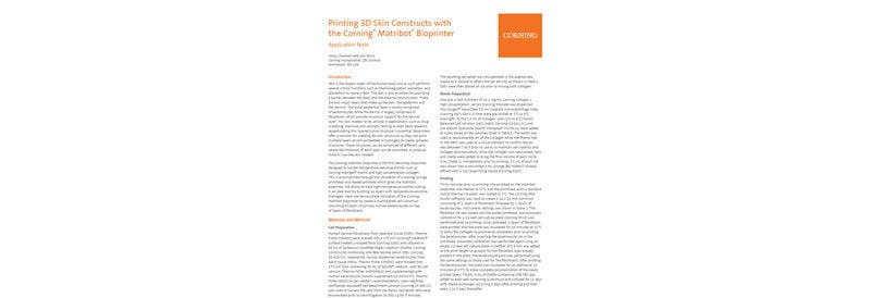 Printing 3D Skin Constructs with the Corning™ Matribot™ Bioprinter