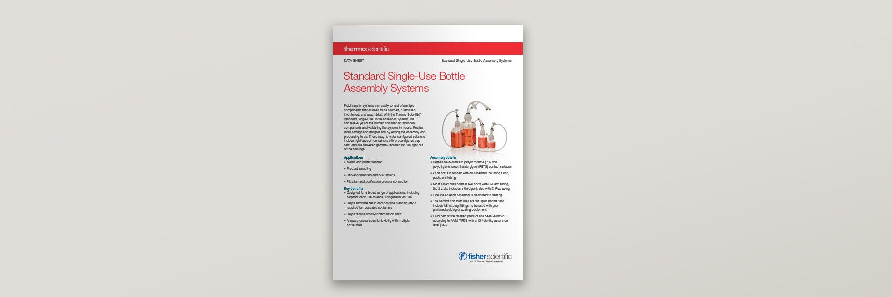 Standard Single-Use Bottle Assembly Systems Data Sheet