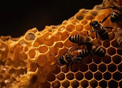 Bienen in einer Honigwabe
