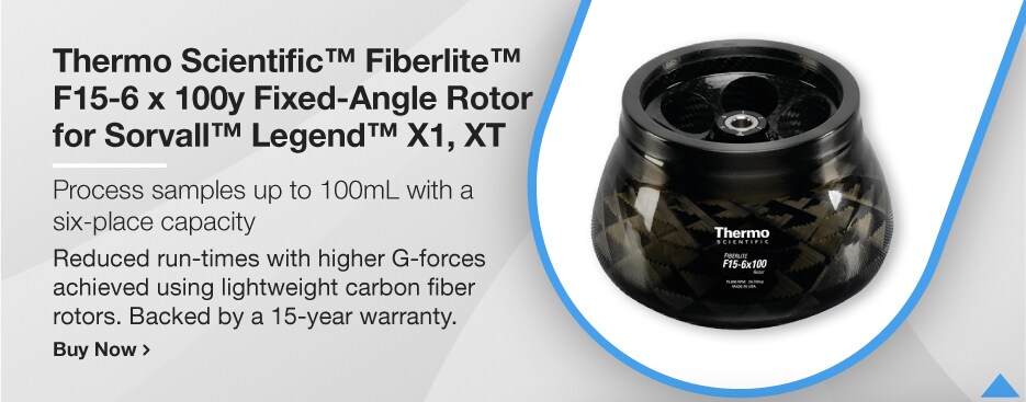 Thermo Scientific™ Fiberlite™ F15-6 x 100y Fixed-Angle Rotor for Sorvall™ Legend™ X1, XT Thermo Scientific™ Fiberlite™ F15-6 x 100y Fixed-Angle Rotor for Sorvall™ Legend™ X1, XT